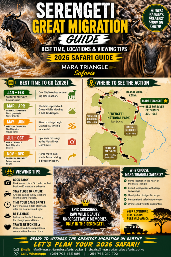 Serengeti Great Migration Guide: Best Time, Locations & Viewing Tips (2026 Safari Guide)-Mara Triangle Safaris