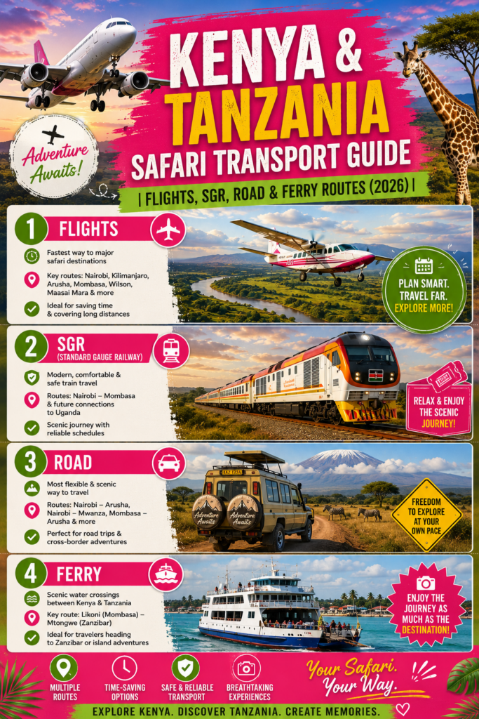 Kenya & Tanzania Safari Transport Guide Flights, SGR, Road & Ferry Routes (2026)-Mara Triangle Safaris